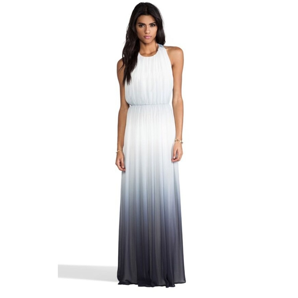 Alice + Olivia Jinny Gathered T-Back Ombre Maxi